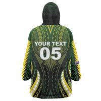 Custom Cook Islands Rugby Wearable Blanket Hoodie Unique Style Black Version - Polynesian Pride