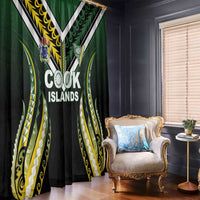 Cook Islands Rugby Window Curtain Unique Style Black Version - Polynesian Pride