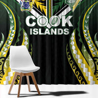 Cook Islands Rugby Window Curtain Unique Style Black Version - Polynesian Pride