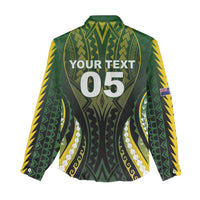 Custom Cook Islands Rugby Women Casual Shirt Unique Style Black Version - Polynesian Pride