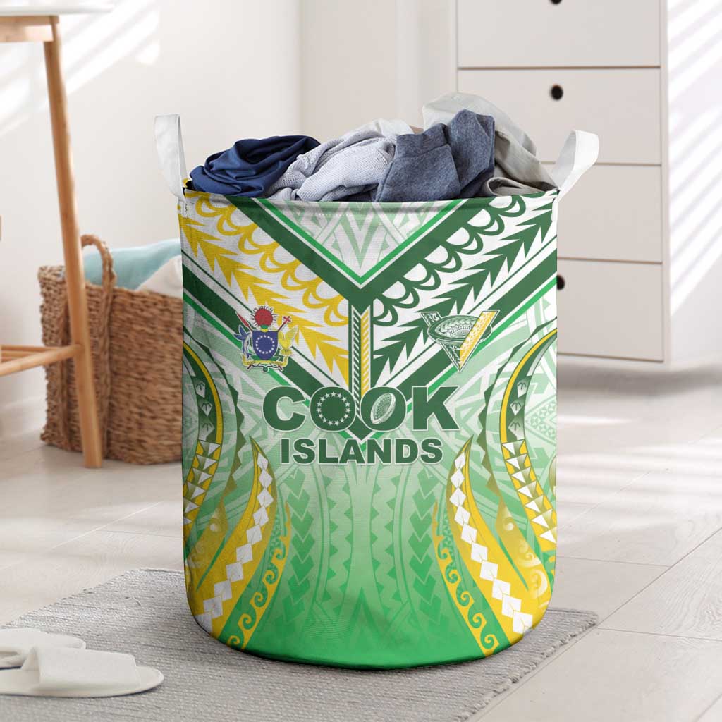 Cook Islands Rugby Laundry Basket Unique Style White Version - Polynesian Pride