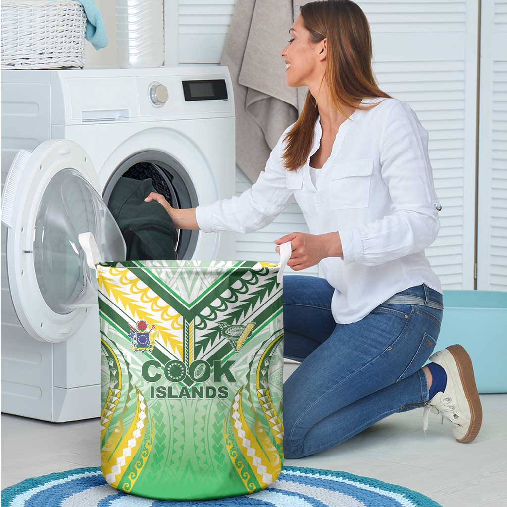 Cook Islands Rugby Laundry Basket Unique Style White Version - Polynesian Pride