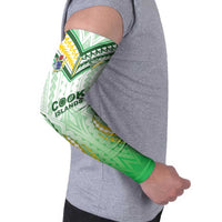 Custom Cook Islands Rugby Arm Sleeves Unique Style White Version - Polynesian Pride