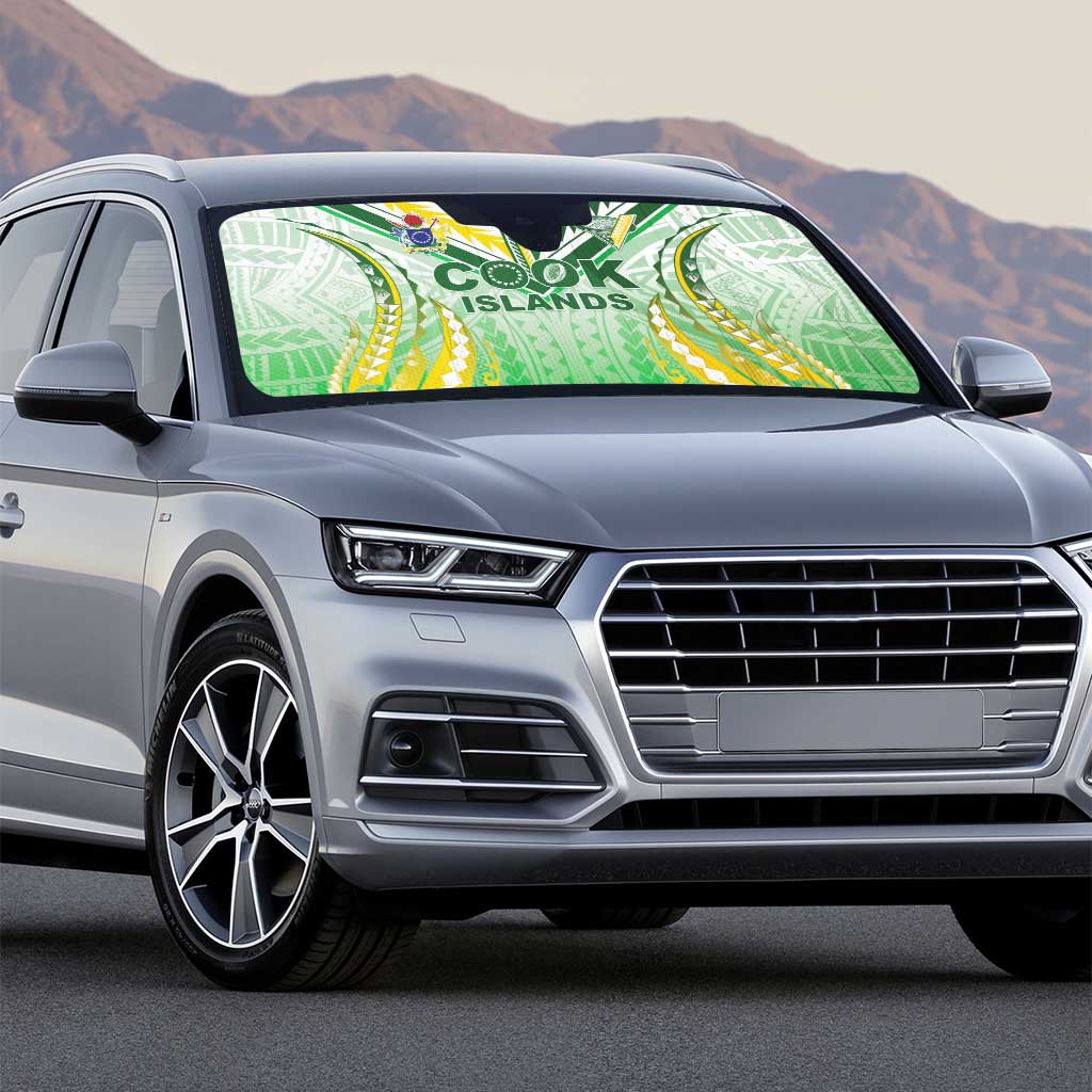 Cook Islands Rugby Auto Sun Shade Unique Style White Version - Polynesian Pride