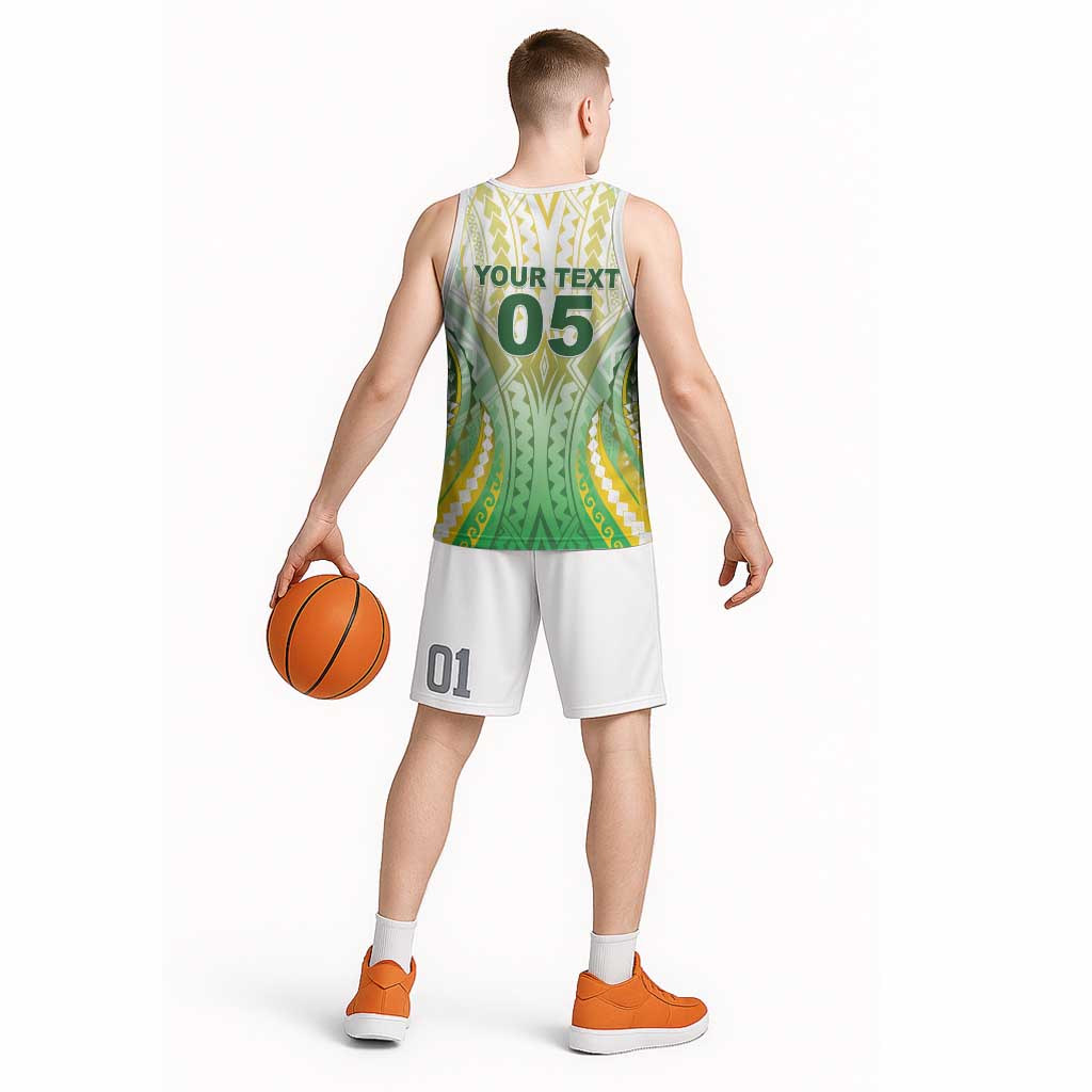 Custom Cook Islands Rugby Basketball Jersey Unique Style White Version - Polynesian Pride