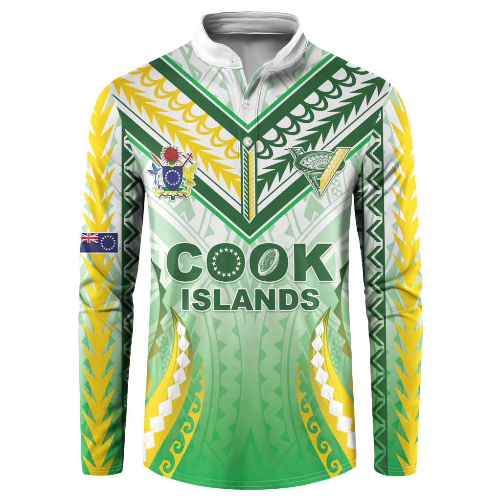 Custom Cook Islands Rugby Button Sweatshirt Unique Style White Version - Polynesian Pride