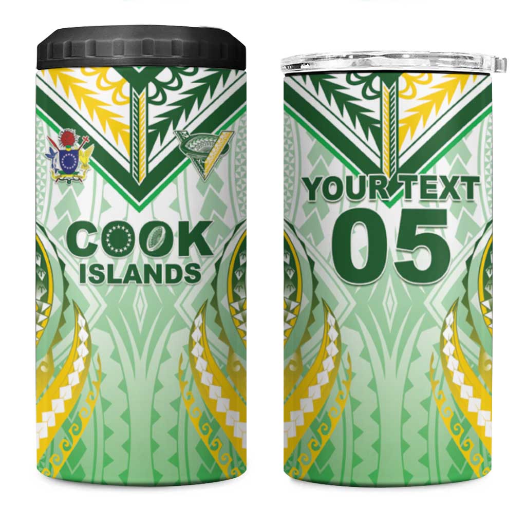 Custom Cook Islands Rugby 4 in 1 Can Cooler Tumbler Unique Style White Version - Polynesian Pride