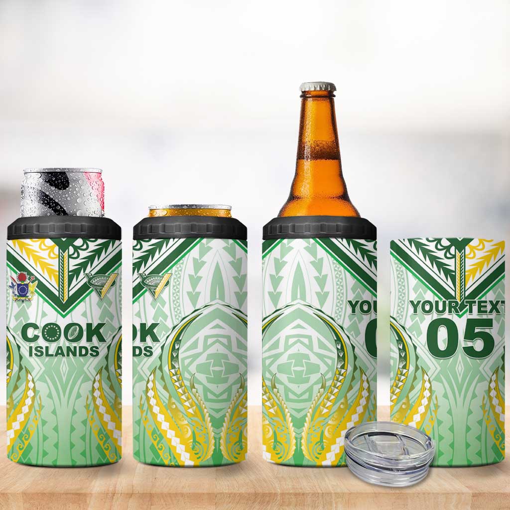Custom Cook Islands Rugby 4 in 1 Can Cooler Tumbler Unique Style White Version LT05 - Polynesian Pride