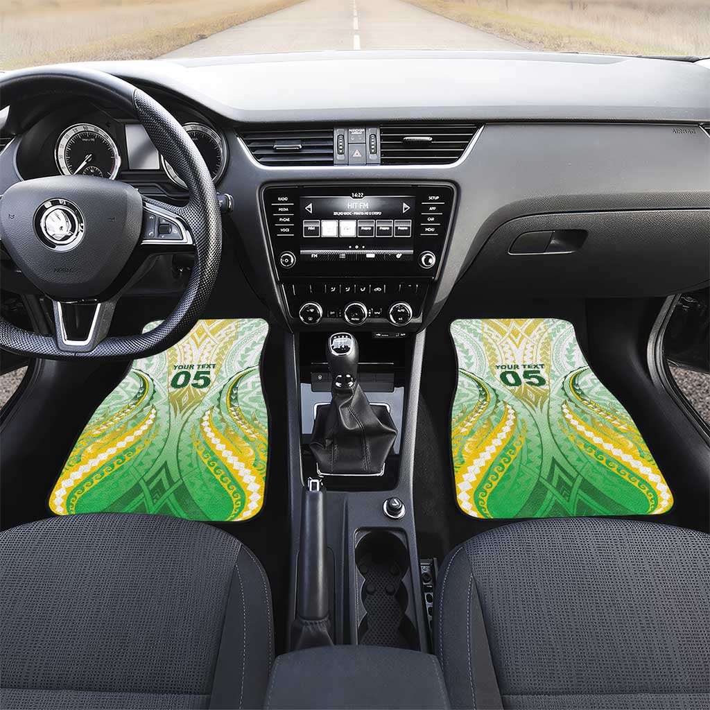 Custom Cook Islands Rugby Car Mats Unique Style White Version LT05 Set 2pcs - Front White - Polynesian Pride