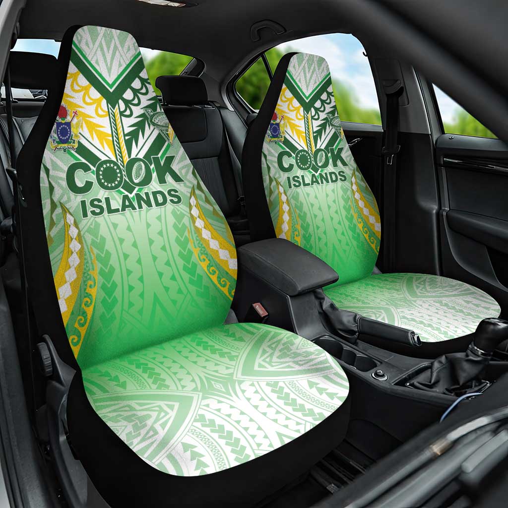Cook Islands Rugby Car Seat Cover Unique Style White Version - Polynesian Pride