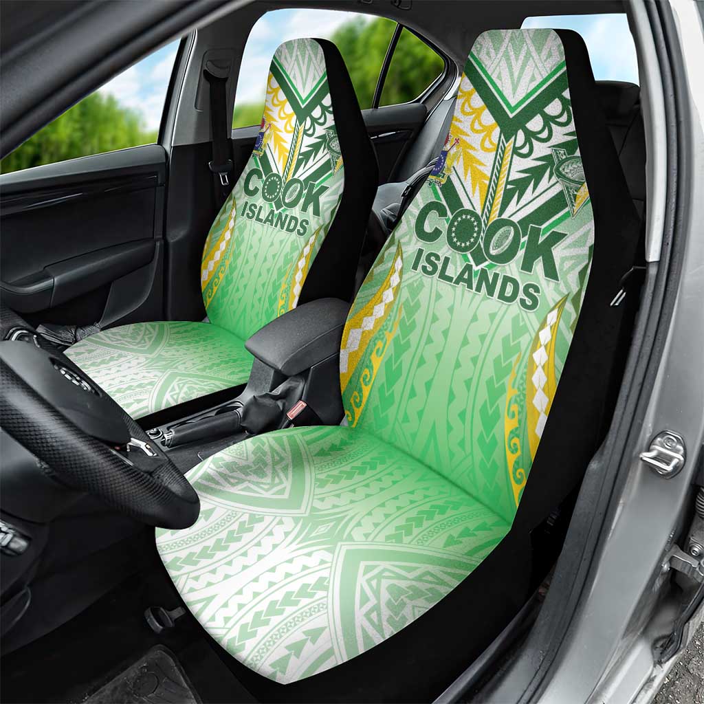 Cook Islands Rugby Car Seat Cover Unique Style White Version - Polynesian Pride