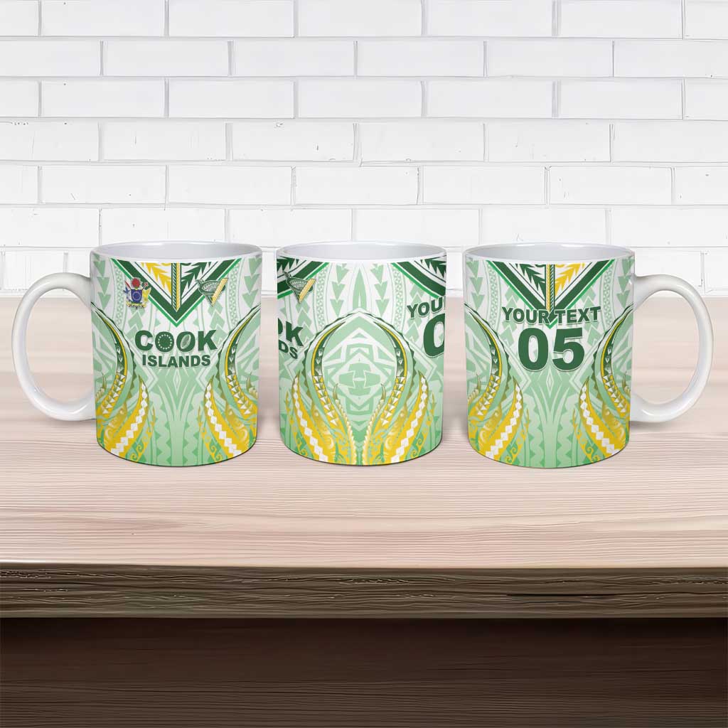 Custom Cook Islands Rugby Ceramic Mug Unique Style White Version - Polynesian Pride