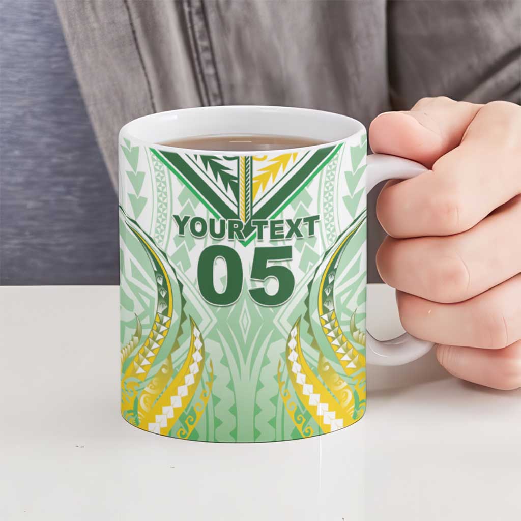 Custom Cook Islands Rugby Ceramic Mug Unique Style White Version - Polynesian Pride