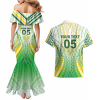 Custom Cook Islands Rugby Couples Matching Mermaid Dress and Hawaiian Shirt Unique Style White Version - Polynesian Pride