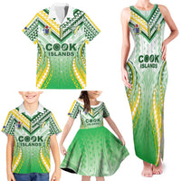 Custom Cook Islands Rugby Family Matching Tank Maxi Dress and Hawaiian Shirt Unique Style White Version - Polynesian Pride