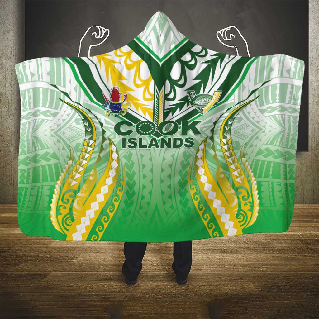 Cook Islands Rugby Hooded Blanket Unique Style White Version - Polynesian Pride
