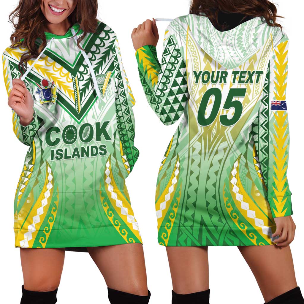 Custom Cook Islands Rugby Hoodie Dress Unique Style White Version LT05 - Polynesian Pride