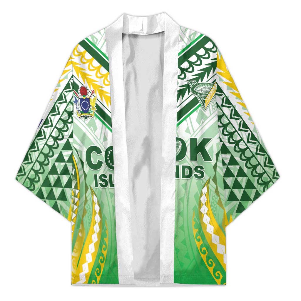 Custom Cook Islands Rugby Kimono Unique Style White Version - Polynesian Pride
