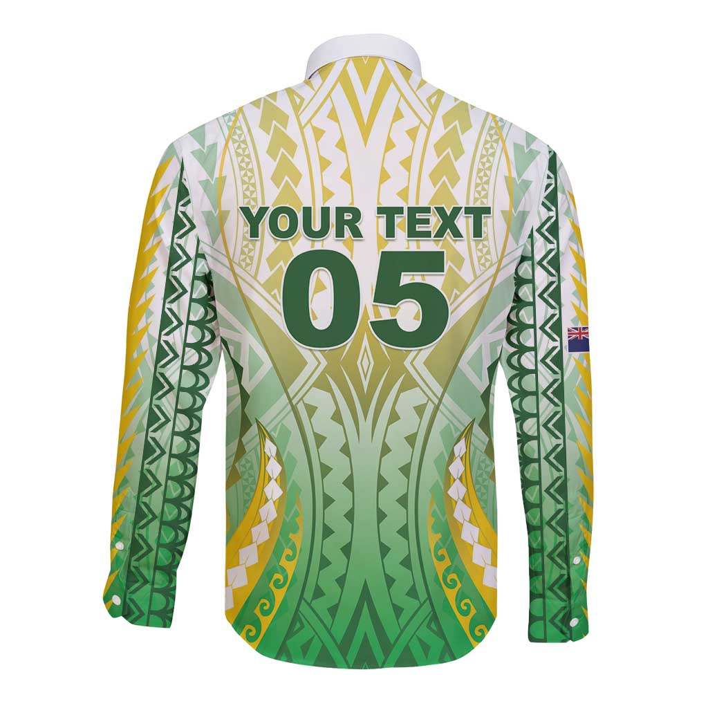 Custom Cook Islands Rugby Long Sleeve Button Shirt Unique Style White Version - Polynesian Pride