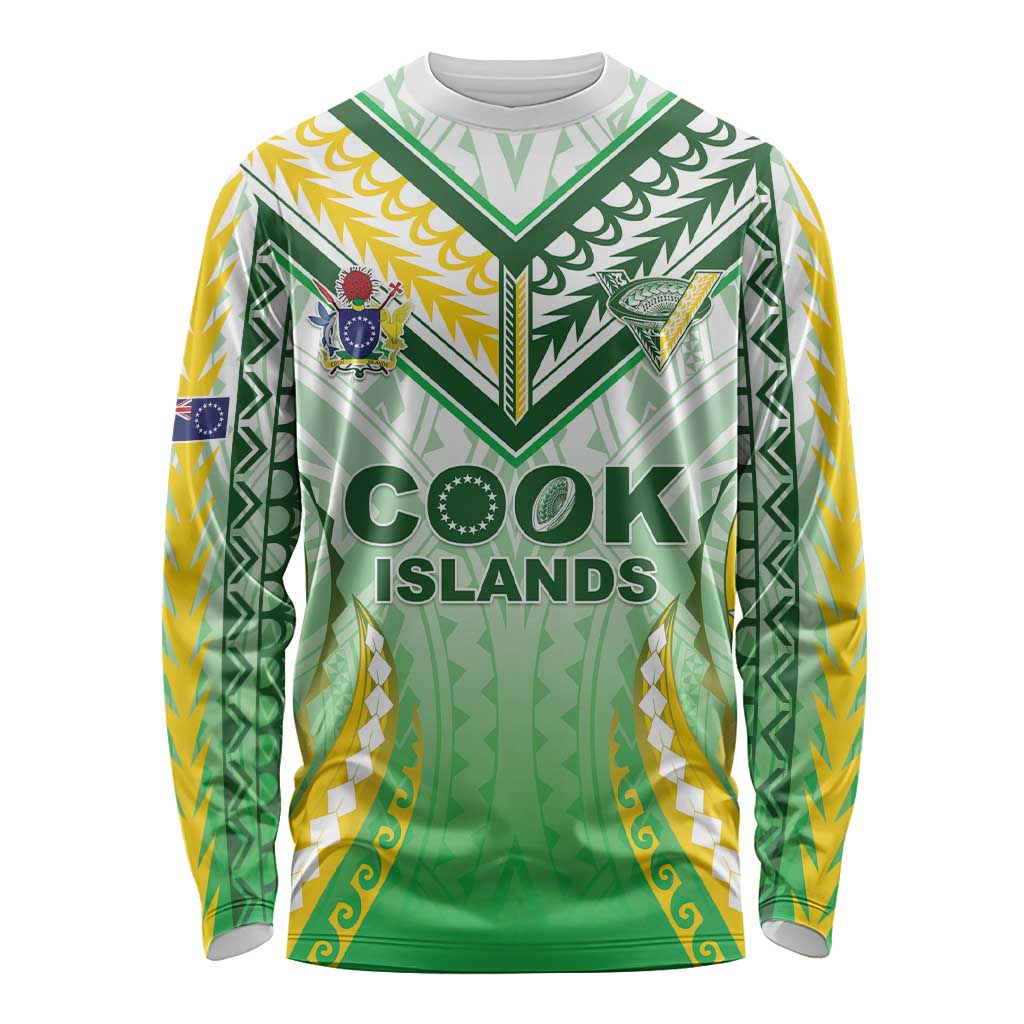 Custom Cook Islands Rugby Long Sleeve Shirt Unique Style White Version - Polynesian Pride