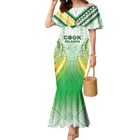 Custom Cook Islands Rugby Mermaid Dress Unique Style White Version - Polynesian Pride