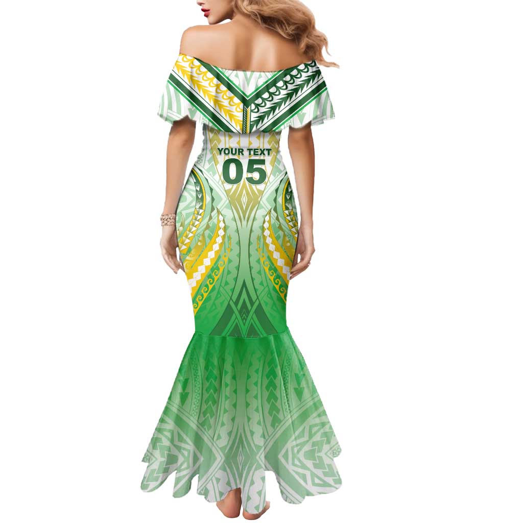 Custom Cook Islands Rugby Mermaid Dress Unique Style White Version - Polynesian Pride