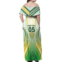 Custom Cook Islands Rugby Off Shoulder Maxi Dress Unique Style White Version - Polynesian Pride