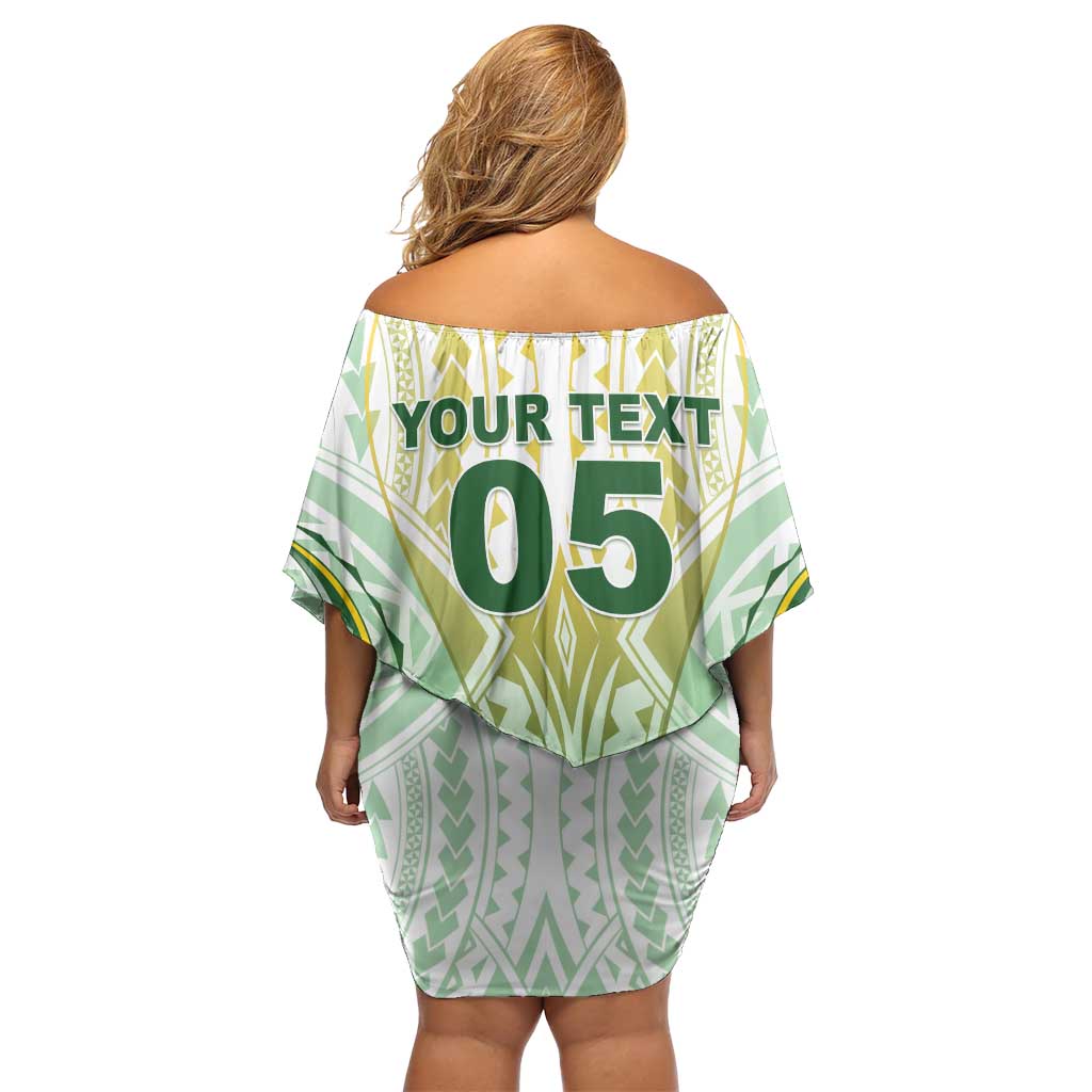 Custom Cook Islands Rugby Off Shoulder Short Dress Unique Style White Version - Polynesian Pride