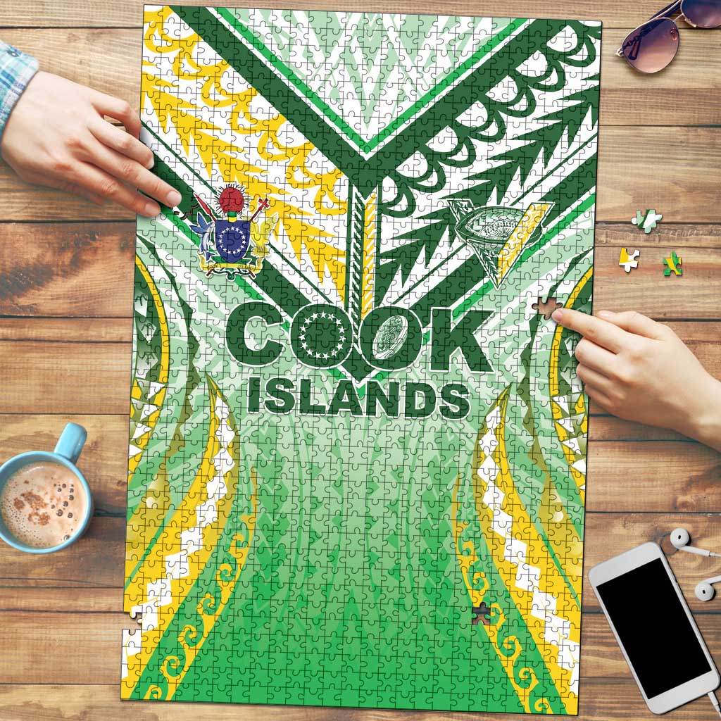 Cook Islands Rugby Puzzle Unique Style White Version - Polynesian Pride