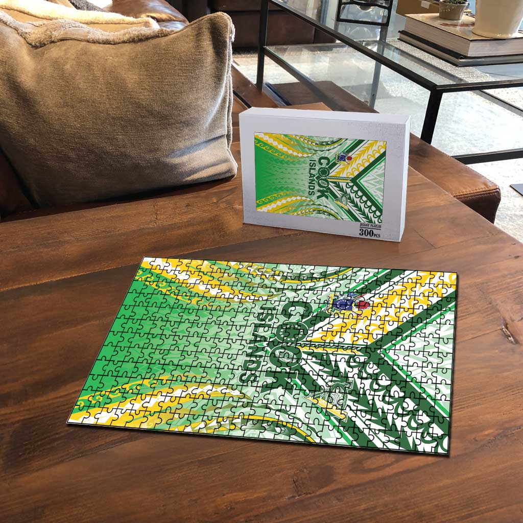 Cook Islands Rugby Puzzle Unique Style White Version - Polynesian Pride