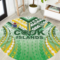 Cook Islands Rugby Round Carpet Unique Style White Version - Polynesian Pride