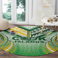 Cook Islands Rugby Round Carpet Unique Style White Version - Polynesian Pride