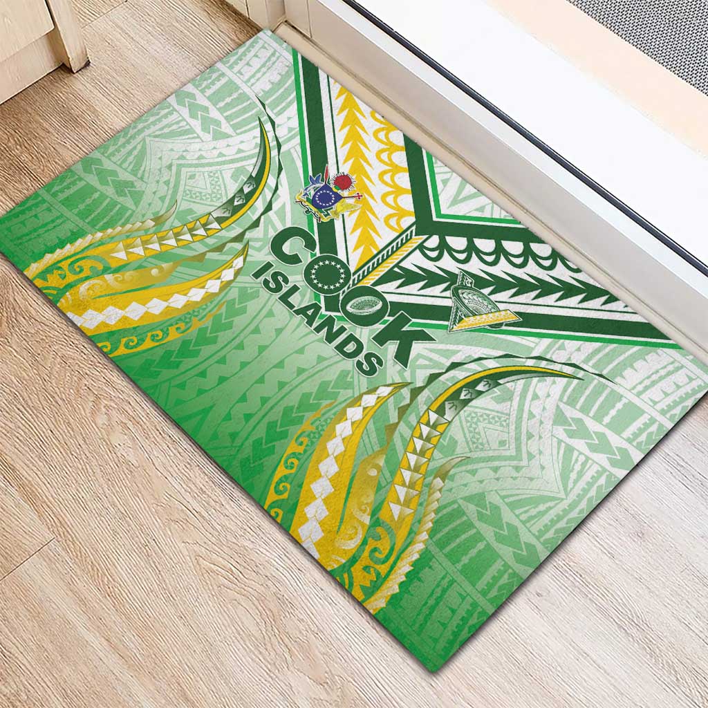 Cook Islands Rugby Rubber Doormat Unique Style White Version - Polynesian Pride