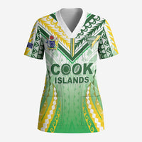Custom Cook Islands Rugby Scrub Top Unique Style White Version - Polynesian Pride