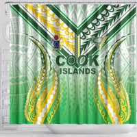 Cook Islands Rugby Shower Curtain Unique Style White Version - Polynesian Pride