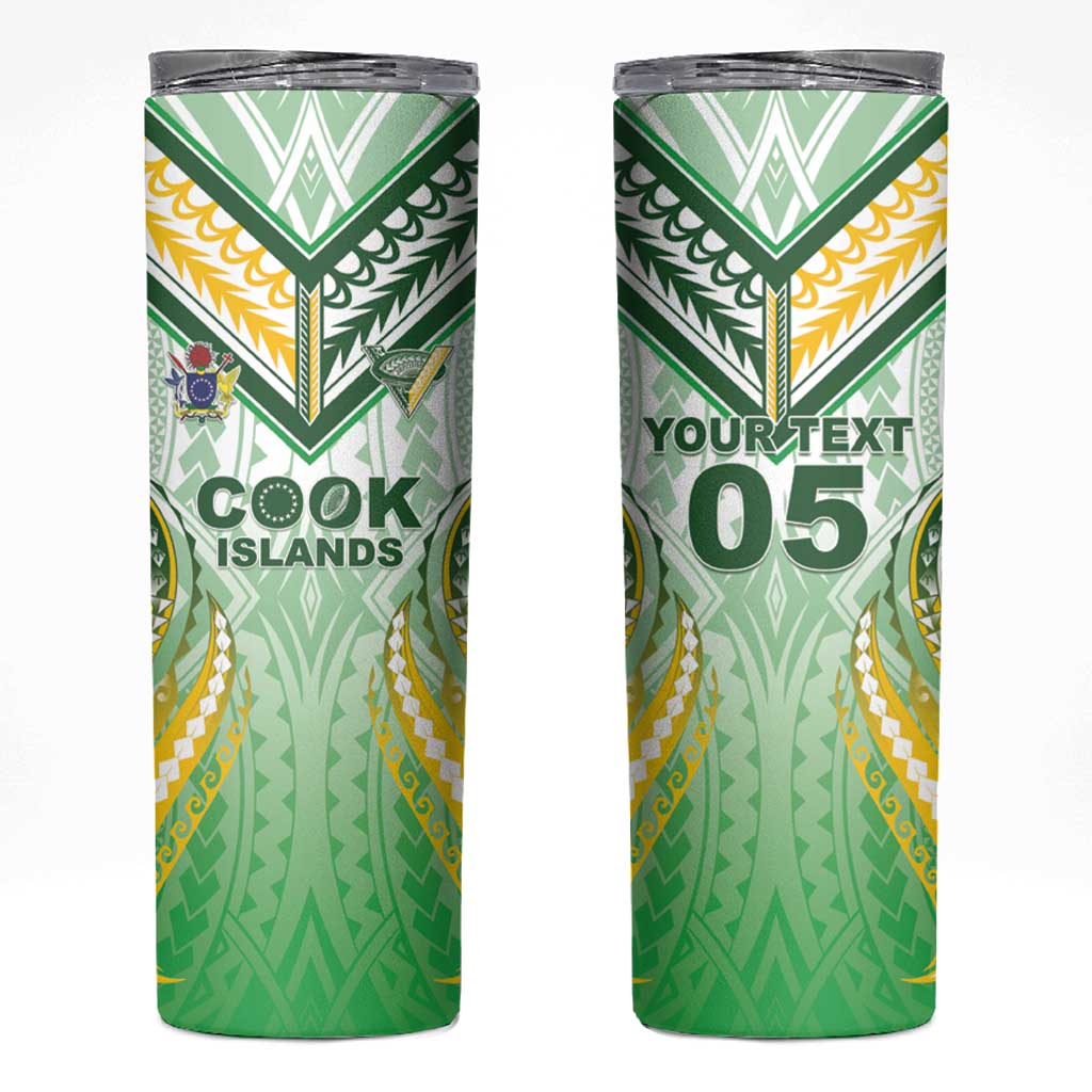 Custom Cook Islands Rugby Skinny Tumbler Unique Style White Version - Polynesian Pride