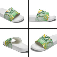 Cook Islands Rugby Slide Sandals Unique Style White Version - Polynesian Pride
