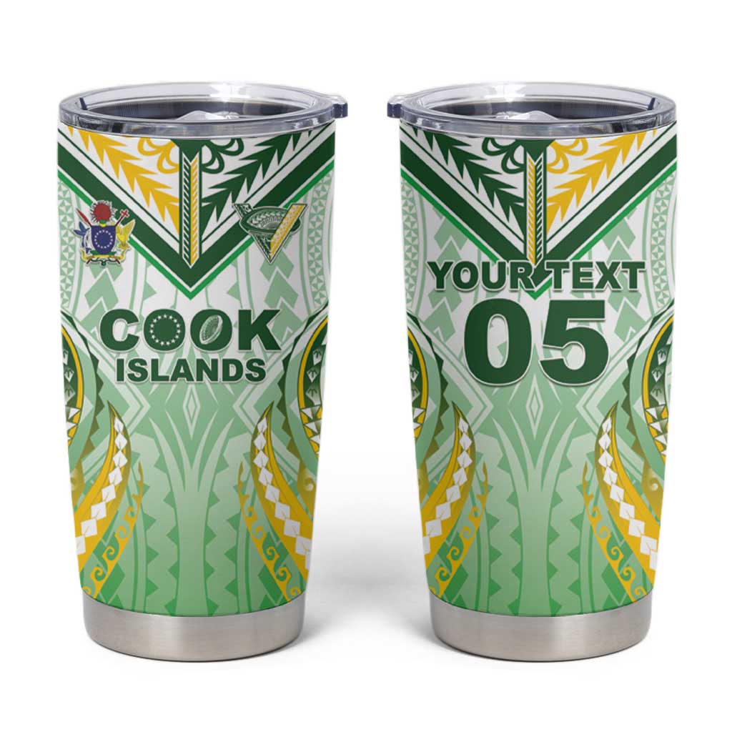 Custom Cook Islands Rugby Tumbler Cup Unique Style White Version - Polynesian Pride
