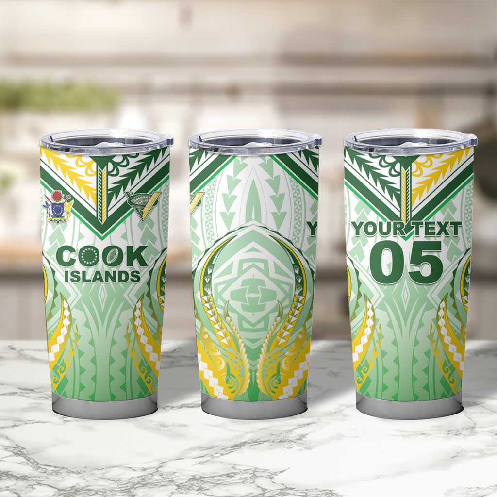 Custom Cook Islands Rugby Tumbler Cup Unique Style White Version - Polynesian Pride