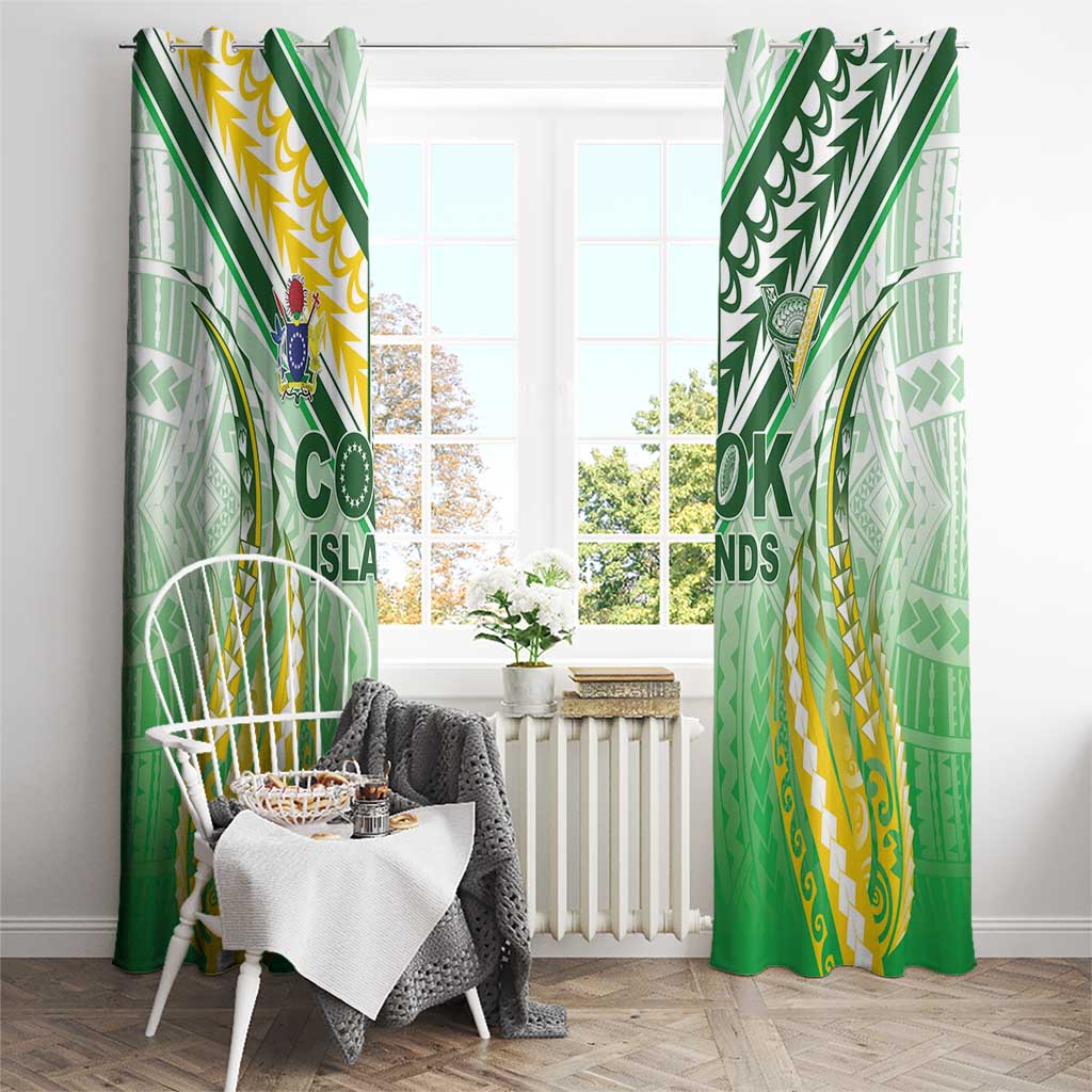 Cook Islands Rugby Window Curtain Unique Style White Version - Polynesian Pride