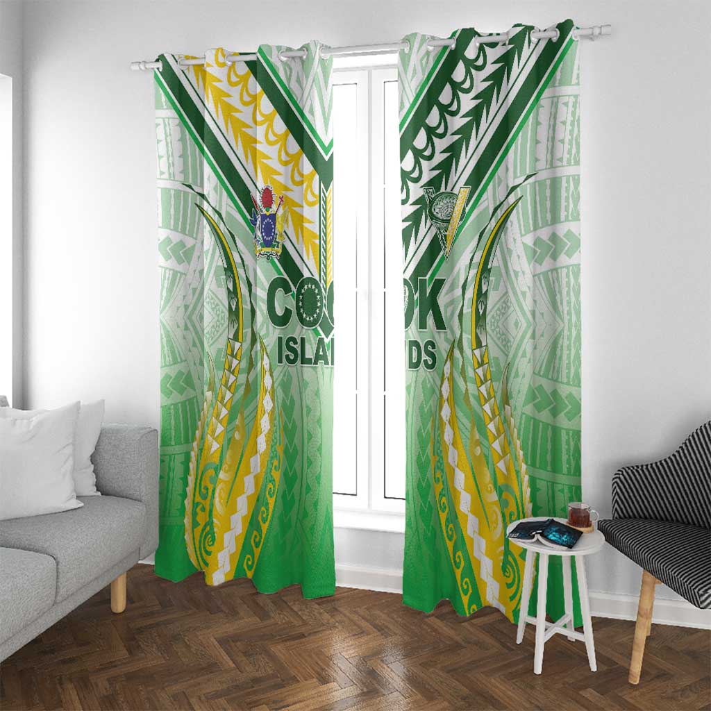 Cook Islands Rugby Window Curtain Unique Style White Version - Polynesian Pride