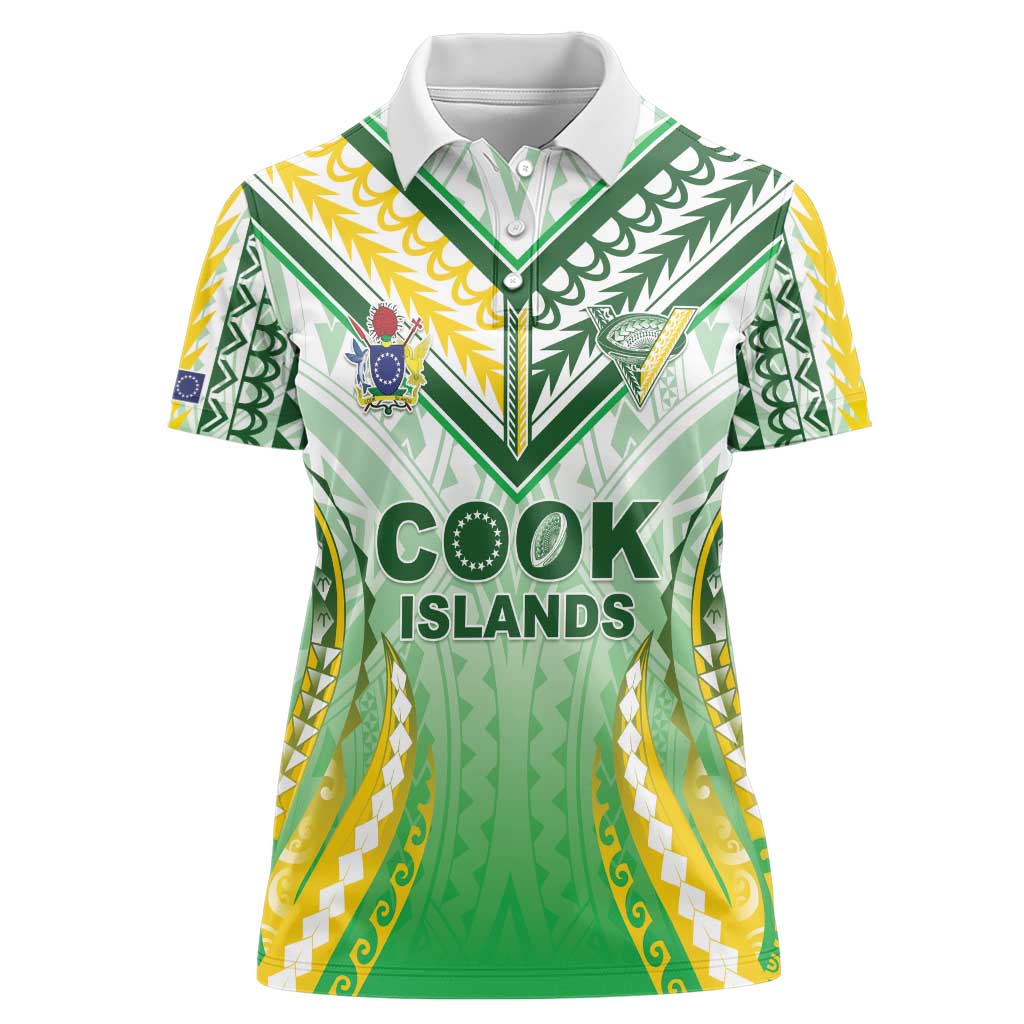 Custom Cook Islands Rugby Women Polo Shirt Unique Style White Version - Polynesian Pride
