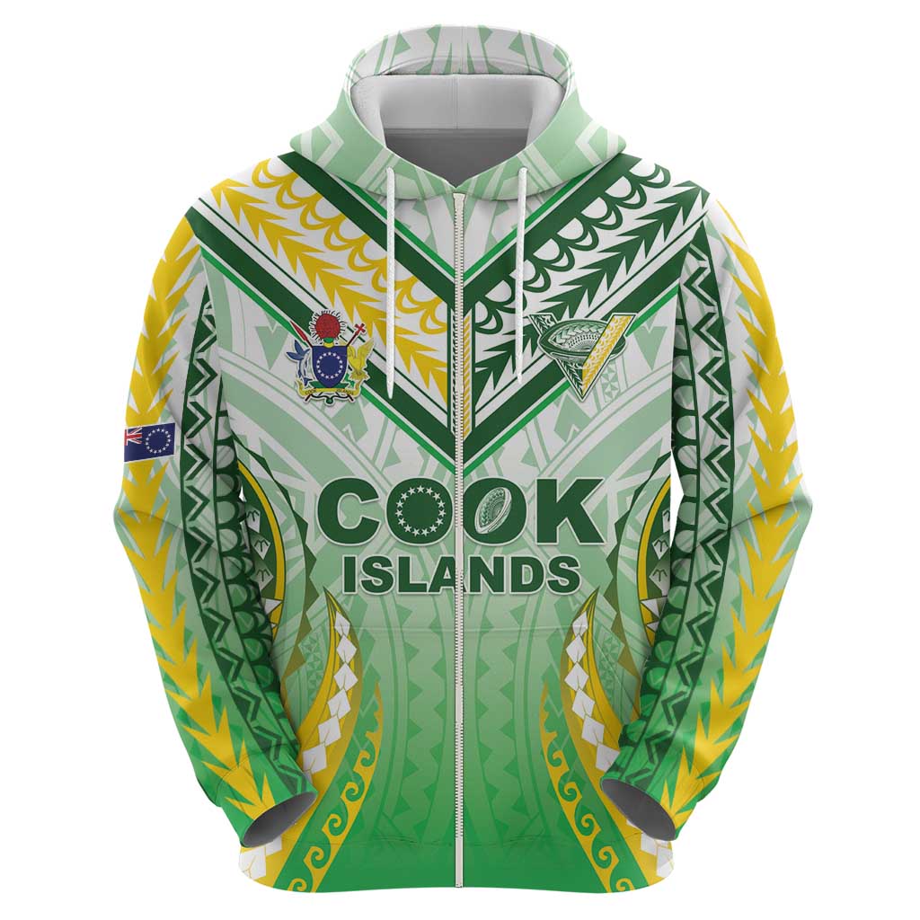 Custom Cook Islands Rugby Zip Hoodie Unique Style White Version - Polynesian Pride