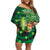 Personalised Hawaii St.Patrick Day Off Shoulder Short Dress Surfing Leprechaun LT05 Women Green - Polynesian Pride