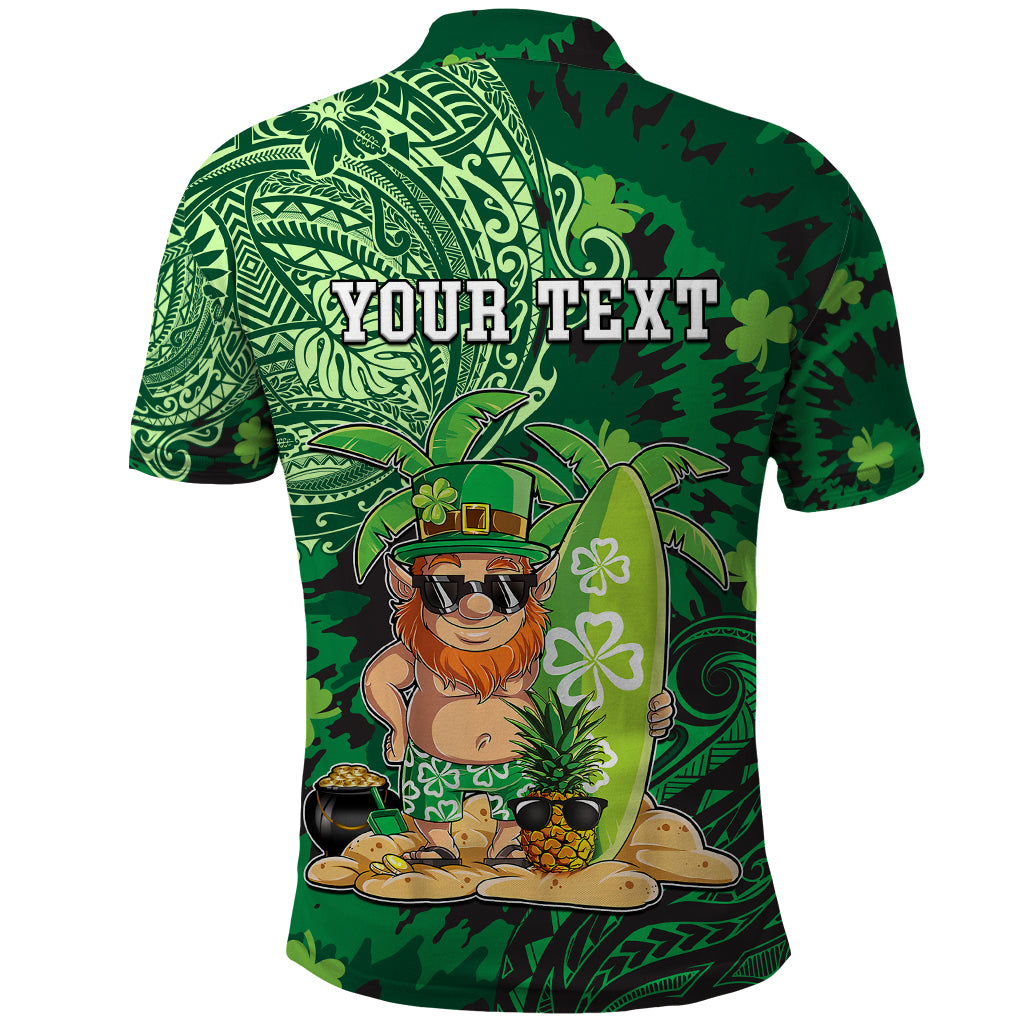 Personalised Hawaii St.Patrick Day Polo Shirt Surfing Leprechaun LT05 - Polynesian Pride