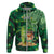 Personalised Hawaii St.Patrick Day Zip Hoodie Surfing Leprechaun LT05 Zip Hoodie Green - Polynesian Pride