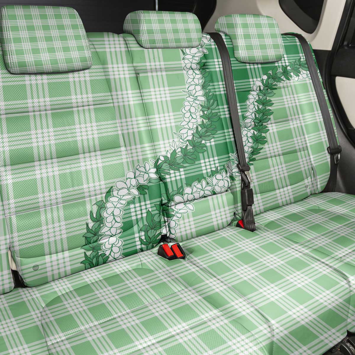 Green Hawaii Palaka Back Car Seat Cover Hawaiian Honohono Lei LT05 - Polynesian Pride