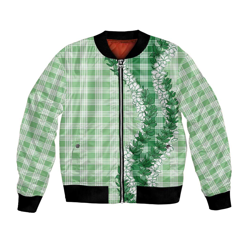 Green Hawaii Palaka Bomber Jacket Hawaiian Honohono Lei LT05 Unisex Green - Polynesian Pride