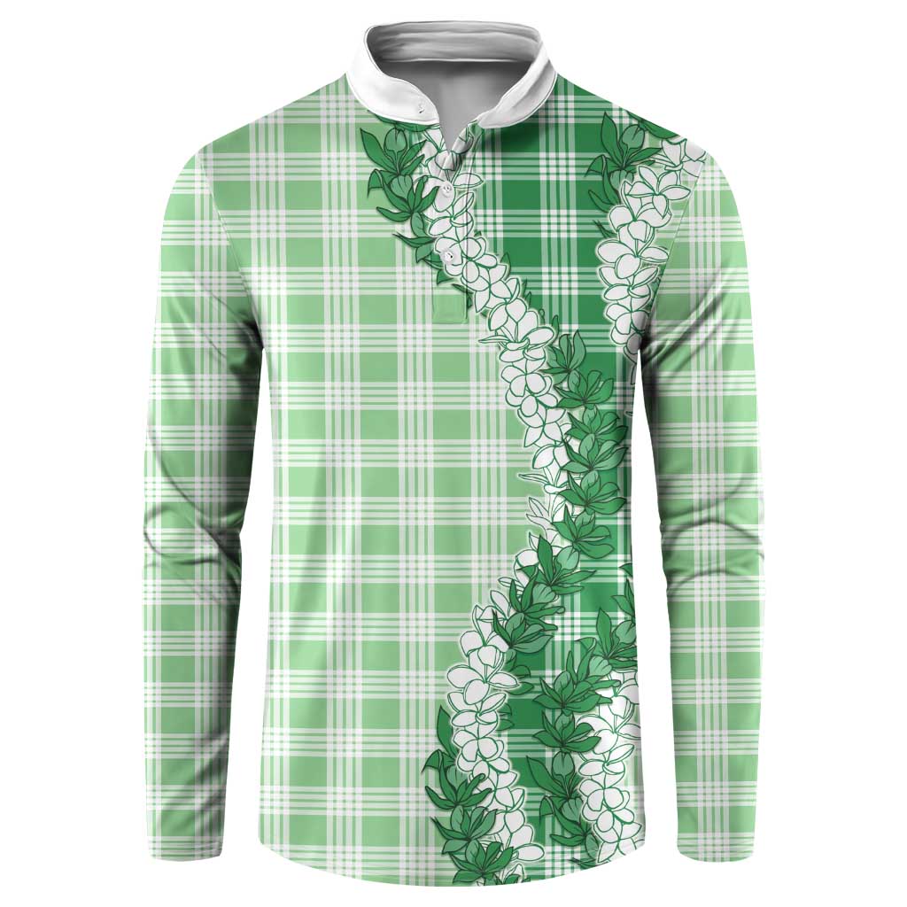 Green Hawaii Palaka Button Sweatshirt Hawaiian Honohono Lei LT05 Green - Polynesian Pride