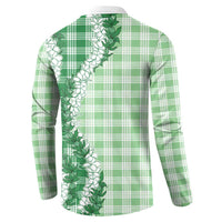Green Hawaii Palaka Button Sweatshirt Hawaiian Honohono Lei LT05 - Polynesian Pride